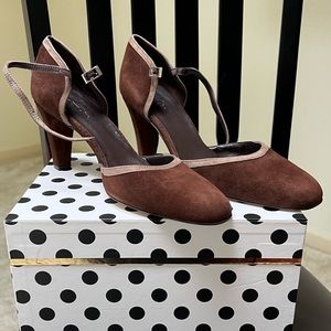 Boden Dark Brown Suede Heels Sz 42